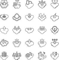 Cloud Computing Icons Server, Network, Data, Security, Mobile vector
