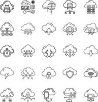 Cloud Computing Icons Data Storage, Network, Security, and Analytics vector