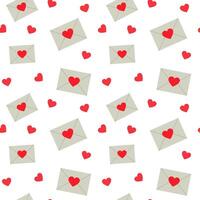 Light envelopes with hearts on white background seamless pattern vector