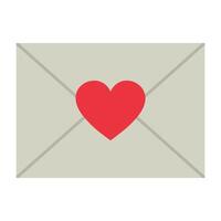 White envelope with red heart illustration isolated on white background vector