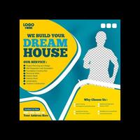 Construction and house services social media post and web banner design template vector
