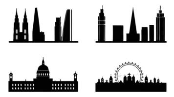 Collection of Black City Skylines for Design Projects vector