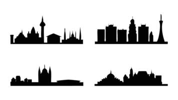 Modern Cityscape Silhouettes in Clean Minimalist Style vector