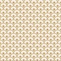 Japanese geometric seamless pattern of gold waves and stars on black background. vector