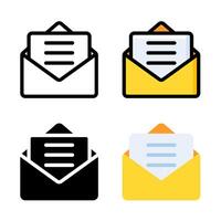 Envelope icon set. Open email illustration. Suitable for incoming email inbox icon. vector