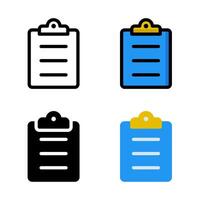 Clipboard icon set. Suitable for document checklist symbol and to do list. Paperboard icon. vector