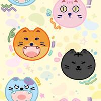adorable happy and angry cats expression design of pattern background vector