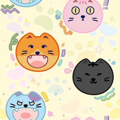 adorable happy and angry cats expression design of pattern background