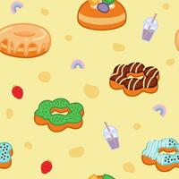 a hand drawn donuts and mochi donuts seamless pattern design vector