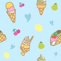adorable hand drawn ice cream cone pattern seamless background vector
