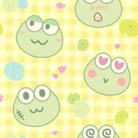 a seamless pattern design of shy and loved frog cartoon vector