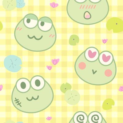 a seamless pattern design of shy and loved frog cartoon