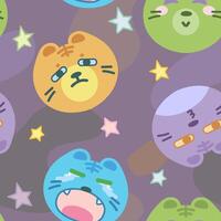 cute head cats expression design of seamless pattern background vector