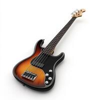 Electric bass guitar with sunburst finish on white background photo