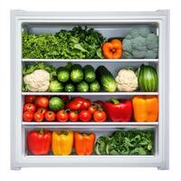Fresh vegetables neatly arranged in a refrigerator photo