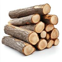 Stacked logs ready for use in outdoor activities or home heating during cooler seasons photo