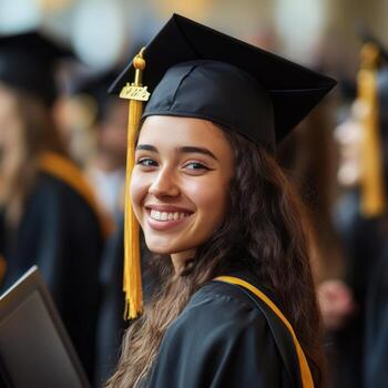 sonriente graduado con diploma foto