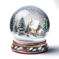 A Christmas snow globe on a white background photo