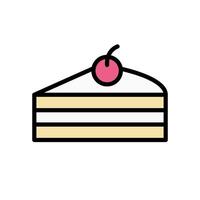 Slice of Shortcake with Cherry Topping. vector