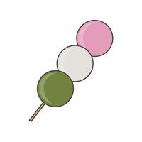Flat design three colour dango dumplings icon. vector