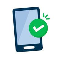 Pop check mark and smartphone icon. vector