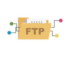 FTP Data Transfer Folder Network Connection. vector