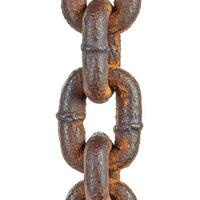 The old and rusted chain isolated on white background photo
