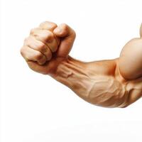 strong biceps on a white background photo