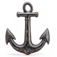 Close up of Large steel ships anchor chain isolated on white background photo
