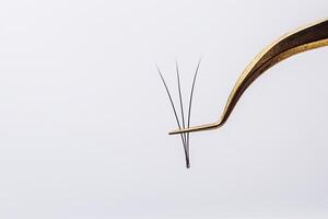 Eyelash Extension tools on white background. Accessories for eyelash extensions. Artificial lashes. 3D, closeup , selective focus. photo