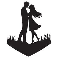 Couple romance in valentines day silhouette design element vector