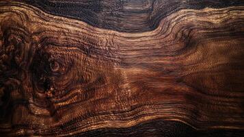 Dark walnut wood texture with fine, linear grain for a modern and elegant minimalist aesthetic photo