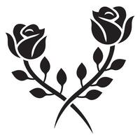 roses with crossed stems in elegant silhouette design vector