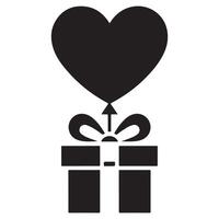 Gift box flat line silhouette isolated on white background vector