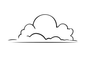 black and white Clouds sky in continuous line art drawing illustration vector