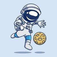 Cute Astronaut in Pose about to kick the Moon vector