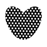Black and white heart in small square, isolated on white background. doodle element for you design. Valentines day concept. vector