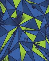 Modern background geometric triangle pattern blue and green for sublimation jersey vector