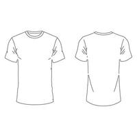 graphic flat sketch concept for a basic crew neck t-shirt template vector