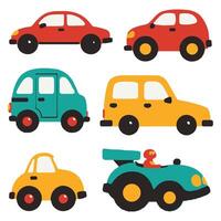 Three-quarter view set of cars vector