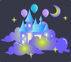 Fairytale castle in the clouds vector