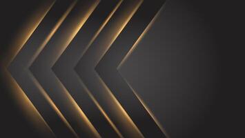 Abstract gold and black background with glow effect and shadow vector