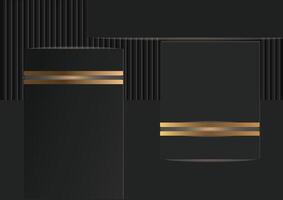 chic black and gold background with highlights and gradient vector