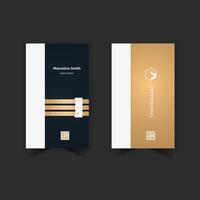 Vertical dark blue and golden color unique Modern Business card vector