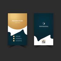 Golden color with blue color stylish vertical business card design template vector