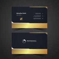 Golden Luxury Business card design with dark blue color vector