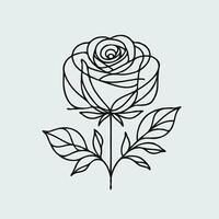 A rose is drawn in a line on a light blue background vector
