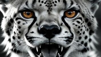 Close Up of a Cheetah's Face with Open Mouth photo