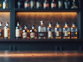 A bar with bottles of alcohol on the counter photo