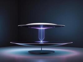 A futuristic table with a light on top photo